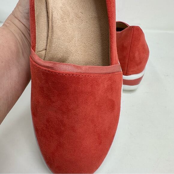 Kenneth Cole Fay Sneaker Slip On Wedge Nautical - ORANGE & WHITE - Picture 4 of 8